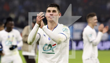2023-02-09 - Rusland Malinovskyi of Marseille celebrates the victory following the French Cup round of 16 football match between Olympique de Marseille (OM) and Paris Saint-Germain (PSG) on February 8, 2023 at Stade Velodrome in Marseille, France - FOOTBALL - FRENCH CUP - MARSEILLE V PARIS SG - FRENCH CUP - SOCCER