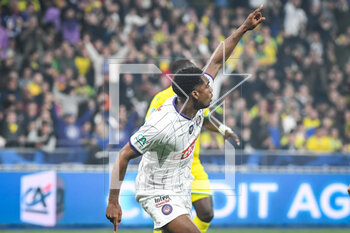 2023-04-29 - Logan COSTA of Toulouse celebrates his goal during the French Cup, Final football match between FC Nantes and Toulouse FC on April 29, 2023 at Stade de France in Saint-Denis near Paris, France - FOOTBALL - FRENCH CUP - FINAL - NANTES V TOULOUSE - FRENCH CUP - SOCCER