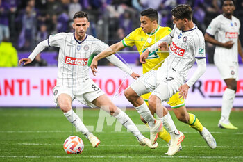 2023-04-29 - Branco VAN DEN BOOMEN of Toulouse, Mostafa MOHAMED of Nantes and Stijn SPIERINGS of Toulouse during the French Cup, Final football match between FC Nantes and Toulouse FC on April 29, 2023 at Stade de France in Saint-Denis near Paris, France - FOOTBALL - FRENCH CUP - FINAL - NANTES V TOULOUSE - FRENCH CUP - SOCCER