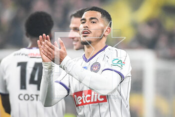 2023-04-29 - Zakaria ABOUKHLAL of Toulouse celebrates his goal during the French Cup, Final football match between FC Nantes and Toulouse FC on April 29, 2023 at Stade de France in Saint-Denis near Paris, France - FOOTBALL - FRENCH CUP - FINAL - NANTES V TOULOUSE - FRENCH CUP - SOCCER