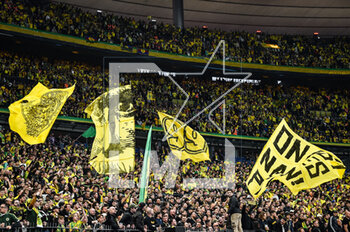 2023-04-29 - Supporters of Nantes during the French Cup, Final football match between FC Nantes and Toulouse FC on April 29, 2023 at Stade de France in Saint-Denis near Paris, France - FOOTBALL - FRENCH CUP - FINAL - NANTES V TOULOUSE - FRENCH CUP - SOCCER