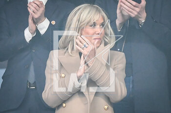 2023-04-29 - French First Lady Brigitte MACRON during the French Cup, Final football match between FC Nantes and Toulouse FC on April 29, 2023 at Stade de France in Saint-Denis near Paris, France - FOOTBALL - FRENCH CUP - FINAL - NANTES V TOULOUSE - FRENCH CUP - SOCCER