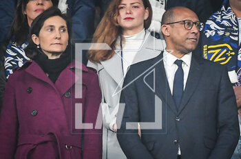 2023-04-29 - French Sports Minister Amelie OUDEA-CASTERA and French Football Federation (FFF) Interim President Philippe DIALLO during the French Cup, Final football match between FC Nantes and Toulouse FC on April 29, 2023 at Stade de France in Saint-Denis near Paris, France - FOOTBALL - FRENCH CUP - FINAL - NANTES V TOULOUSE - FRENCH CUP - SOCCER