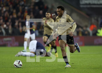 2023-01-01 - Lois Openda of Lens during the French championship Ligue 1 football match between RC Lens and Paris Saint-Germain on January 1, 2023 at Bollaert-Delelis stadium in Lens, France - FOOTBALL - FRENCH CHAMP - LENS V PARIS SG - FRENCH LIGUE 1 - SOCCER