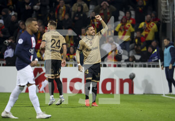 2023-01-01 - Facundo Medina of Lens celebrates a goal during the French championship Ligue 1 football match between RC Lens and Paris Saint-Germain on January 1, 2023 at Bollaert-Delelis stadium in Lens, France - FOOTBALL - FRENCH CHAMP - LENS V PARIS SG - FRENCH LIGUE 1 - SOCCER