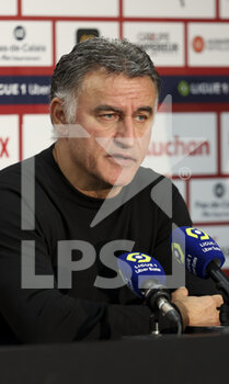 2023-01-01 - Coach of PSG Christophe Galtier answers to the media during the post-match press conference following the French championship Ligue 1 football match between RC Lens and Paris Saint-Germain on January 1, 2023 at Bollaert-Delelis stadium in Lens, France - FOOTBALL - FRENCH CHAMP - LENS V PARIS SG - FRENCH LIGUE 1 - SOCCER
