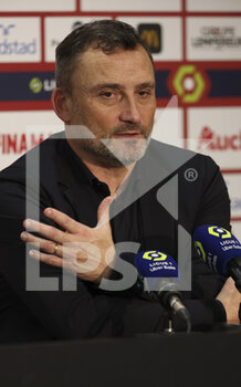 2023-01-01 - Coach of RC Lens Franck Haise answers to the media during the post-match press conference following the French championship Ligue 1 football match between RC Lens and Paris Saint-Germain on January 1, 2023 at Bollaert-Delelis stadium in Lens, France - FOOTBALL - FRENCH CHAMP - LENS V PARIS SG - FRENCH LIGUE 1 - SOCCER