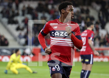 02/01/2023 - Jonathan David of Lille celebrates his goal during the French championship Ligue 1 football match between LOSC Lille (LOSC) and Stade de Reims on January 2, 2023 at Stade Pierre Mauroy in Villeneuve-d'Ascq near Lille, France - FOOTBALL - FRENCH CHAMP - LILLE V REIMS - FRENCH LIGUE 1 - CALCIO