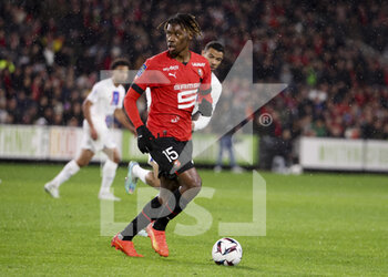 2023-01-15 - Christopher Wooh of Rennes during the French championship Ligue 1 football match between Stade Rennais and Paris Saint-Germain on January 15, 2023 at Roazhon Park in Rennes, France - FOOTBALL - FRENCH CHAMP - RENNES V PARIS SG - FRENCH LIGUE 1 - SOCCER