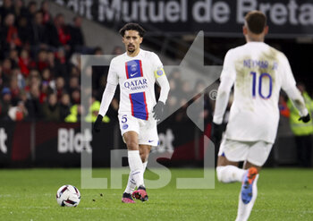 2023-01-15 - Marquinhos of PSG during the French championship Ligue 1 football match between Stade Rennais and Paris Saint-Germain on January 15, 2023 at Roazhon Park in Rennes, France - FOOTBALL - FRENCH CHAMP - RENNES V PARIS SG - FRENCH LIGUE 1 - SOCCER