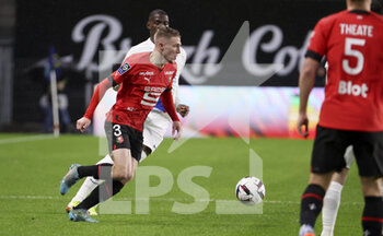 2023-01-15 - Adrien Truffert of Rennes during the French championship Ligue 1 football match between Stade Rennais and Paris Saint-Germain on January 15, 2023 at Roazhon Park in Rennes, France - FOOTBALL - FRENCH CHAMP - RENNES V PARIS SG - FRENCH LIGUE 1 - SOCCER