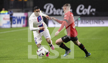 2023-01-15 - Achraf Hakimi of PSG during the French championship Ligue 1 football match between Stade Rennais and Paris Saint-Germain on January 15, 2023 at Roazhon Park in Rennes, France - FOOTBALL - FRENCH CHAMP - RENNES V PARIS SG - FRENCH LIGUE 1 - SOCCER