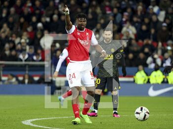 2023-01-30 - Emmanuel Agbadou of Reims during the French championship Ligue 1 football match between Paris Saint-Germain (PSG) and Stade de Reims on January 29, 2023 at Parc des Princes stadium in Paris, France - FOOTBALL - FRENCH CHAMP - PARIS SG V REIMS - FRENCH LIGUE 1 - SOCCER