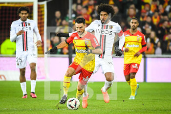 2023-02-01 - Adrien THOMASSON of Lens and DANTE of Nice during the French championship Ligue 1 football match between RC Lens and OGC Nice on February 1, 2023 at Bollaert-Delelis stadium in Lens, France - FOOTBALL - FRENCH CHAMP - LENS V NICE - FRENCH LIGUE 1 - SOCCER