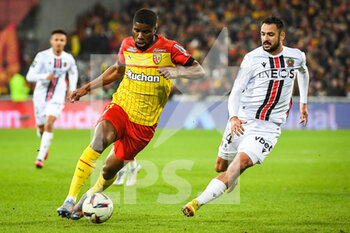 2023-02-01 - Kevin DANSO of Lens and Gaetan LABORDE of Nice during the French championship Ligue 1 football match between RC Lens and OGC Nice on February 1, 2023 at Bollaert-Delelis stadium in Lens, France - FOOTBALL - FRENCH CHAMP - LENS V NICE - FRENCH LIGUE 1 - SOCCER