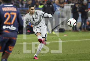 2023-02-01 - Achraf Hakimi of PSG during the French championship Ligue 1 football match between Montpellier HSC and Paris Saint-Germain on February 1, 2023 at La Mosson-Mondial 98 stadium in Montpellier, France - FOOTBALL - FRENCH CHAMP - MONTPELLIER V PARIS SG - FRENCH LIGUE 1 - SOCCER