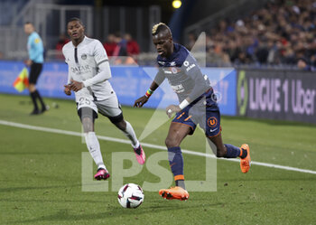 2023-02-01 - Falaye Sacko of Montpellier during the French championship Ligue 1 football match between Montpellier HSC and Paris Saint-Germain on February 1, 2023 at La Mosson-Mondial 98 stadium in Montpellier, France - FOOTBALL - FRENCH CHAMP - MONTPELLIER V PARIS SG - FRENCH LIGUE 1 - SOCCER