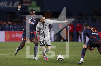 2023-02-01 - Lionel Messi of PSG during the French championship Ligue 1 football match between Montpellier HSC and Paris Saint-Germain on February 1, 2023 at La Mosson-Mondial 98 stadium in Montpellier, France - FOOTBALL - FRENCH CHAMP - MONTPELLIER V PARIS SG - FRENCH LIGUE 1 - SOCCER
