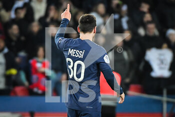 2023-02-04 - Lionel (Leo) MESSI of PSG celebrates his goal during the French championship Ligue 1 football match between Paris Saint-Germain and Toulouse FC on February 4, 2023 at Parc des Princes stadium in Paris, France - FOOTBALL - FRENCH CHAMP - PARIS SG V TOULOUSE - FRENCH LIGUE 1 - SOCCER