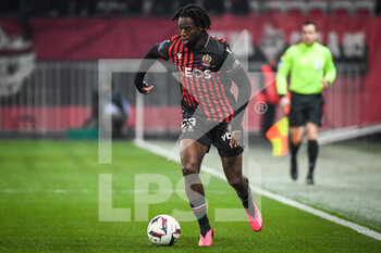 2023-02-10 - Jordan LOTOMBA of Nice during the French championship Ligue 1 football match between OGC Nice and AC Ajaccio on February 10, 2023 at Allianz Riviera stadium in Nice, France - FOOTBALL - FRENCH CHAMP - NICE V AJACCIO - FRENCH LIGUE 1 - SOCCER