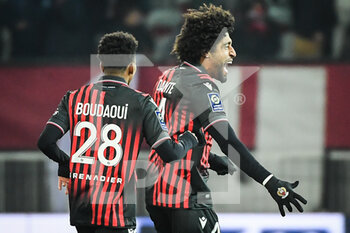 2023-02-10 - DANTE of Nice celebrate his goal with Hicham BOUDAOUI of Nice during the French championship Ligue 1 football match between OGC Nice and AC Ajaccio on February 10, 2023 at Allianz Riviera stadium in Nice, France - FOOTBALL - FRENCH CHAMP - NICE V AJACCIO - FRENCH LIGUE 1 - SOCCER