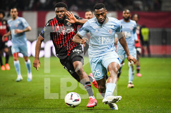 2023-02-10 - Terem MOFFI of Nice and Oumar GONZALEZ of Ajaccio during the French championship Ligue 1 football match between OGC Nice and AC Ajaccio on February 10, 2023 at Allianz Riviera stadium in Nice, France - FOOTBALL - FRENCH CHAMP - NICE V AJACCIO - FRENCH LIGUE 1 - SOCCER