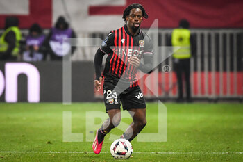 2023-02-10 - Jordan LOTOMBA of Nice during the French championship Ligue 1 football match between OGC Nice and AC Ajaccio on February 10, 2023 at Allianz Riviera stadium in Nice, France - FOOTBALL - FRENCH CHAMP - NICE V AJACCIO - FRENCH LIGUE 1 - SOCCER