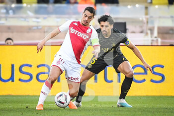 2023-02-11 - Wissam BEN YEDDER of Monaco and MARQUINHOS of PSG during the French championship Ligue 1 football match between AS Monaco and Paris Saint-Germain on February 11, 2023 at Louis II stadium in Monaco - FOOTBALL - FRENCH CHAMP - MONACO V PARIS SG - FRENCH LIGUE 1 - SOCCER