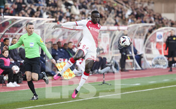 2023-02-11 - Krepin Diatta of Monaco during the French championship Ligue 1 football match between AS Monaco (ASM) and Paris Saint-Germain (PSG) on February 11, 2023 at Stade Louis II in Monaco - FOOTBALL - FRENCH CHAMP - MONACO V PARIS SG - FRENCH LIGUE 1 - SOCCER
