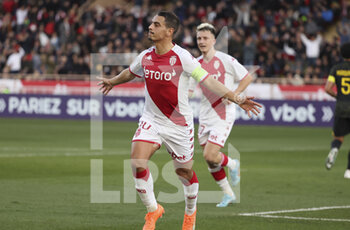 2023-02-11 - Wissam Ben Yedder of Monaco celebrates his goal during the French championship Ligue 1 football match between AS Monaco (ASM) and Paris Saint-Germain (PSG) on February 11, 2023 at Stade Louis II in Monaco - FOOTBALL - FRENCH CHAMP - MONACO V PARIS SG - FRENCH LIGUE 1 - SOCCER