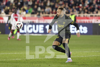 2023-02-11 - Neymar Jr of PSG during the French championship Ligue 1 football match between AS Monaco (ASM) and Paris Saint-Germain (PSG) on February 11, 2023 at Stade Louis II in Monaco - FOOTBALL - FRENCH CHAMP - MONACO V PARIS SG - FRENCH LIGUE 1 - SOCCER