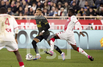 2023-02-11 - Neymar Jr of PSG during the French championship Ligue 1 football match between AS Monaco (ASM) and Paris Saint-Germain (PSG) on February 11, 2023 at Stade Louis II in Monaco - FOOTBALL - FRENCH CHAMP - MONACO V PARIS SG - FRENCH LIGUE 1 - SOCCER
