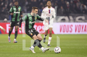 2023-02-12 - Jonathan Gradit of Lens during the French championship Ligue 1 football match between Olympique Lyonnais (OL) and RC Lens (RCL) on February 12, 2023 at Groupama stadium in Decines-Charpieu near Lyon, France - FOOTBALL - FRENCH CHAMP - LYON V LENS - FRENCH LIGUE 1 - SOCCER