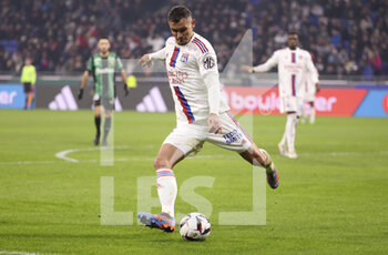 2023-02-12 - Dejan Lovren of Lyon during the French championship Ligue 1 football match between Olympique Lyonnais (OL) and RC Lens (RCL) on February 12, 2023 at Groupama stadium in Decines-Charpieu near Lyon, France - FOOTBALL - FRENCH CHAMP - LYON V LENS - FRENCH LIGUE 1 - SOCCER