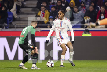 2023-02-12 - Bradley Barcola of Lyon during the French championship Ligue 1 football match between Olympique Lyonnais (OL) and RC Lens (RCL) on February 12, 2023 at Groupama stadium in Decines-Charpieu near Lyon, France - FOOTBALL - FRENCH CHAMP - LYON V LENS - FRENCH LIGUE 1 - SOCCER