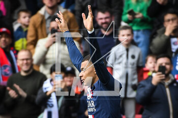 2023-02-19 - Kylian MBAPPE of PSG celebrates his goal during the French championship Ligue 1 football match between Paris Saint-Germain and LOSC Lille on February 19, 2023 at Parc des Princes stadium in Paris, France - FOOTBALL - FRENCH CHAMP - PARIS SG V LILLE - FRENCH LIGUE 1 - SOCCER