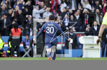2023-02-19 - Lionel Messi of PSG celebrates his goal during the French championship Ligue 1 football match between Paris Saint-Germain and LOSC Lille on February 19, 2023 at Parc des Princes stadium in Paris, France - FOOTBALL - FRENCH CHAMP - PARIS SG V LILLE - FRENCH LIGUE 1 - SOCCER