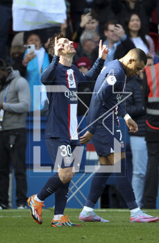 2023-02-19 - Lionel Messi of PSG celebrates his goal during the French championship Ligue 1 football match between Paris Saint-Germain and LOSC Lille on February 19, 2023 at Parc des Princes stadium in Paris, France - FOOTBALL - FRENCH CHAMP - PARIS SG V LILLE - FRENCH LIGUE 1 - SOCCER