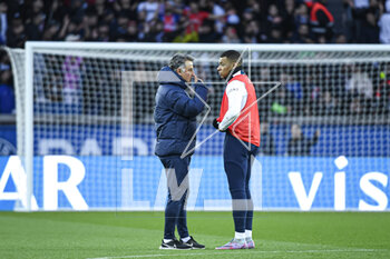 2023-02-24 - Christophe Galtier head coach and Kylian Mbappe during the public training of the Paris Saint-Germain (PSG) football team on February 24, 2023 at the Parc des Princes stadium in Paris, France - FOOTBALL - TRAINING OF THE PARIS SG TEAM - FRENCH LIGUE 1 - SOCCER