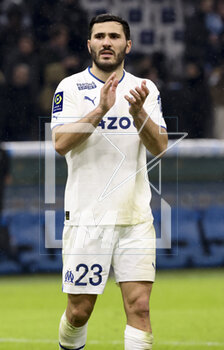 2023-02-26 - Sead Kolasinac of Marseille salutes the supporters following the French championship Ligue 1 football match between Olympique de Marseille (OM) and Paris Saint-Germain (PSG) on February 26, 2023 at Stade Velodrome in Marseille, France - FOOTBALL - FRENCH CHAMP - MARSEILLE V PARIS SG - FRENCH LIGUE 1 - SOCCER