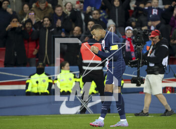 2023-03-04 - Kylian Mbappe of PSG celebrate his 201st goal for PSG, becoming the club's top scorer during the French championship Ligue 1 football match between Paris Saint-Germain (PSG) and FC Nantes (FCN) on March 4, 2023 at Parc des Princes stadium in Paris, France - FOOTBALL - FRENCH CHAMP - PARIS SG V NANTES - FRENCH LIGUE 1 - SOCCER