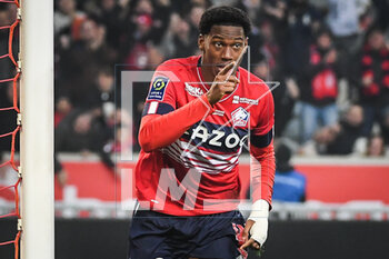 2023-03-10 - Jonathan DAVID of Lille celebrates his goal during the French championship Ligue 1 football match between LOSC Lille and Olympique Lyonnais (Lyon) on March 10, 2023 at Pierre Mauroy stadium in Villeneuve-d'Ascq near Lille, France - FOOTBALL - FRENCH CHAMP - LILLE V LYON - FRENCH LIGUE 1 - SOCCER