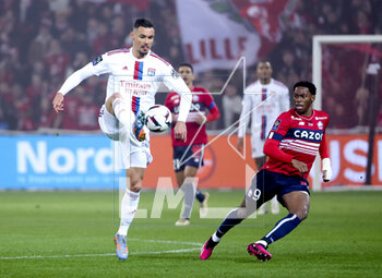 2023-03-10 - Dejan Lovren of Lyon, Jonathan David of Lille during the French championship Ligue 1 football match between Losc Lille and Olympique Lyonnais (Lyon) on March 10, 2023 at Pierre Mauroy stadium in Villeneuve-d'Ascq near Lille, France - FOOTBALL - FRENCH CHAMP - LILLE V LYON - FRENCH LIGUE 1 - SOCCER