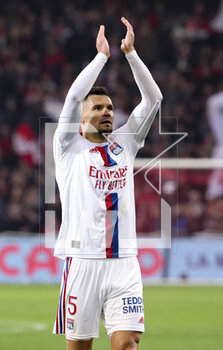 2023-03-10 - Dejan Lovren of Lyon salutes the supporters of Lyon following the French championship Ligue 1 football match between Losc Lille and Olympique Lyonnais (Lyon) on March 10, 2023 at Pierre Mauroy stadium in Villeneuve-d'Ascq near Lille, France - FOOTBALL - FRENCH CHAMP - LILLE V LYON - FRENCH LIGUE 1 - SOCCER