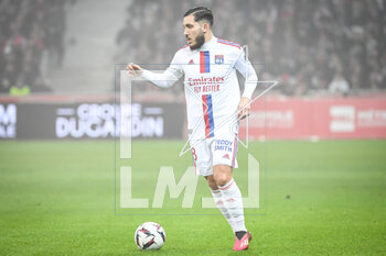 2023-03-10 - Rayan CHERKI of Lyon during the French championship Ligue 1 football match between LOSC Lille and Olympique Lyonnais (Lyon) on March 10, 2023 at Pierre Mauroy stadium in Villeneuve-d'Ascq near Lille, France - FOOTBALL - FRENCH CHAMP - LILLE V LYON - FRENCH LIGUE 1 - SOCCER