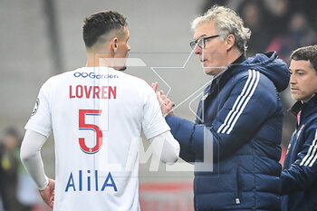 2023-03-10 - Dejan LOVREN of Lyon and Laurent BLANC of Lyon during the French championship Ligue 1 football match between LOSC Lille and Olympique Lyonnais (Lyon) on March 10, 2023 at Pierre Mauroy stadium in Villeneuve-d'Ascq near Lille, France - FOOTBALL - FRENCH CHAMP - LILLE V LYON - FRENCH LIGUE 1 - SOCCER