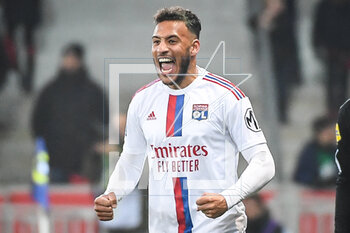 2023-03-10 - Corentin TOLISSO of Lyon celebrates during the French championship Ligue 1 football match between LOSC Lille and Olympique Lyonnais (Lyon) on March 10, 2023 at Pierre Mauroy stadium in Villeneuve-d'Ascq near Lille, France - FOOTBALL - FRENCH CHAMP - LILLE V LYON - FRENCH LIGUE 1 - SOCCER