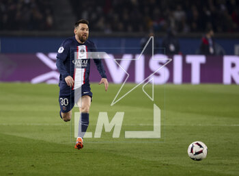 2023-04-02 - Lionel Messi of PSG during the French championship Ligue 1 football match between Paris Saint-Germain and Olympique Lyonnais (Lyon) on April 2, 2023 at Parc des Princes stadium in Paris, France - FOOTBALL - FRENCH CHAMP - PARIS SG V LYON - FRENCH LIGUE 1 - SOCCER