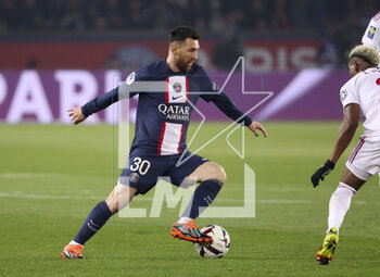 2023-04-02 - Lionel Messi of PSG during the French championship Ligue 1 football match between Paris Saint-Germain and Olympique Lyonnais (Lyon) on April 2, 2023 at Parc des Princes stadium in Paris, France - FOOTBALL - FRENCH CHAMP - PARIS SG V LYON - FRENCH LIGUE 1 - SOCCER