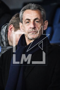 2023-04-02 - Former French President Nicolas SARKOZY during the French championship Ligue 1 football match between Paris Saint-Germain and Olympique Lyonnais (Lyon) on April 2, 2023 at Parc des Princes stadium in Paris, France - FOOTBALL - FRENCH CHAMP - PARIS SG V LYON - FRENCH LIGUE 1 - SOCCER